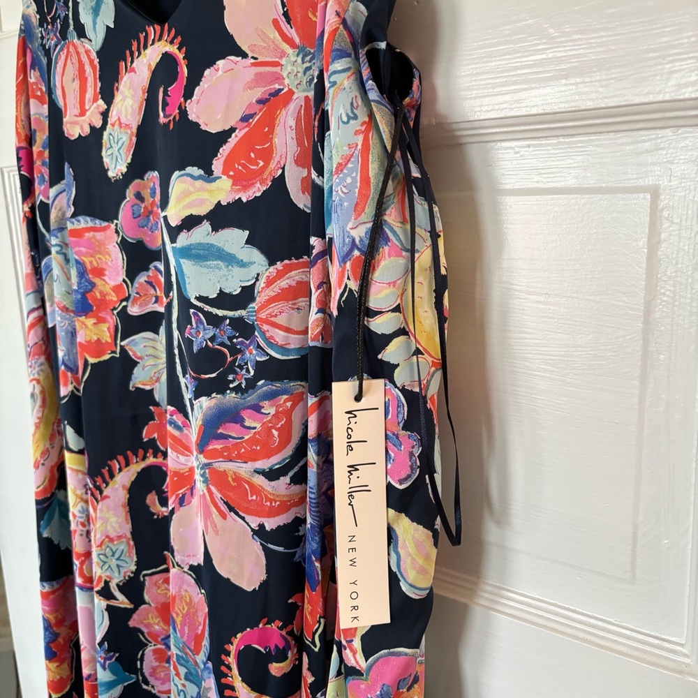 Nicole Miller Dark Blue Floral Dress - Picture 2 of 5